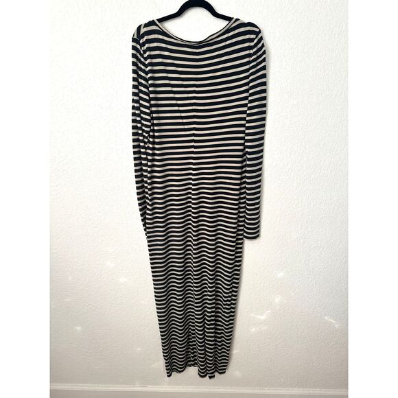Peruvian Connection Andover Long Sleeves Scoop Neck Striped Maxi Dress Medium - Picture 5 of 8